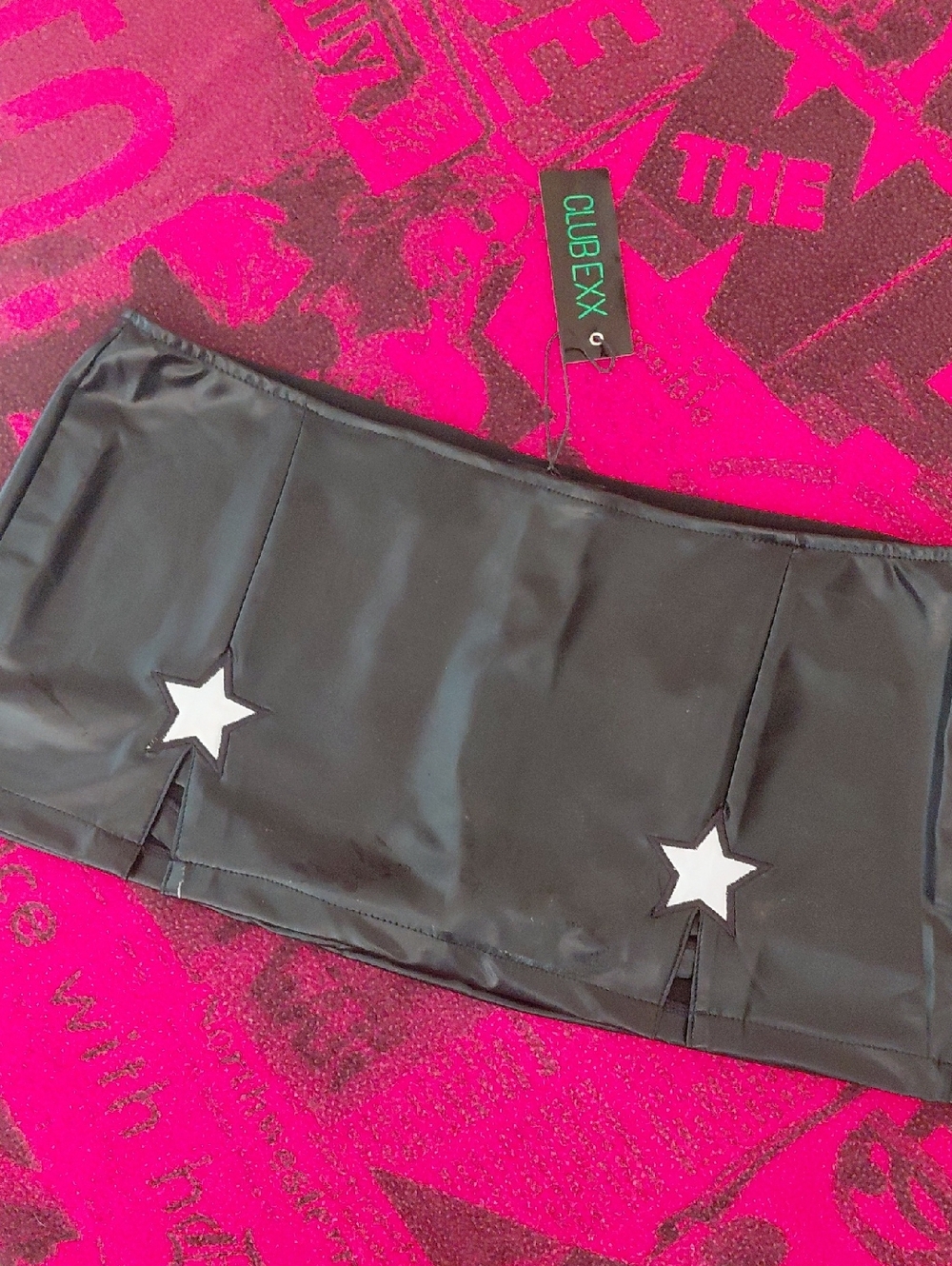DOLLSKILL CLUB EXX Black Mini Skirt with White Star Appliqués